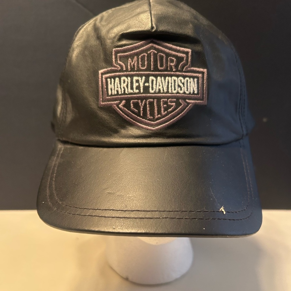 Vintage Harley-Davidson Black Genuine Leather Hat - NWT
